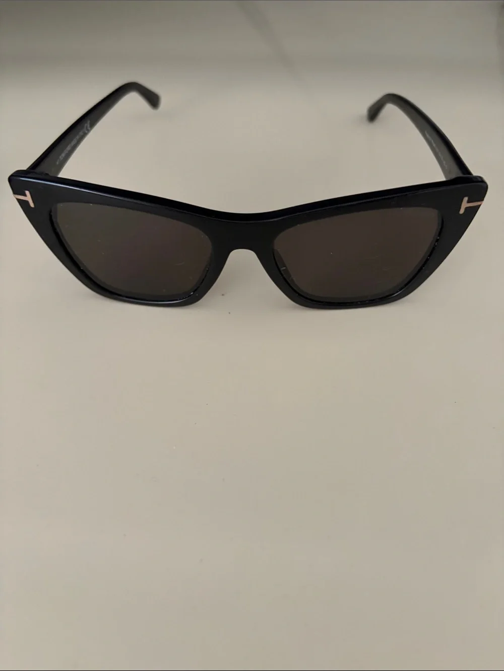 Tom Ford Poppy Black Square Cat-Eye Sunglasses with muted Gold Accents